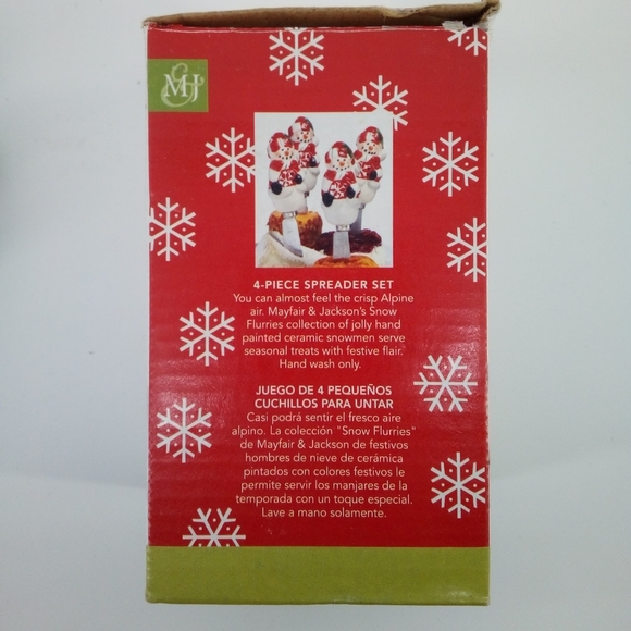 In Box Snowmen Snowman 4 Piece Spreader Set Mayfair & Jackson Snow Flurries - Picture 8 of 9